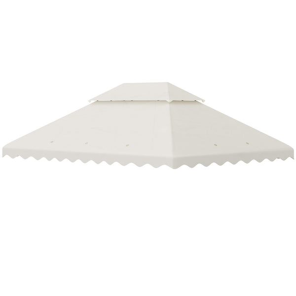 Tetto per Gazebo 4x3 m a 2 Livelli in Poliestere con 10 Fori di Drenaggio 395x297 cm in Poliestere Crema sconto