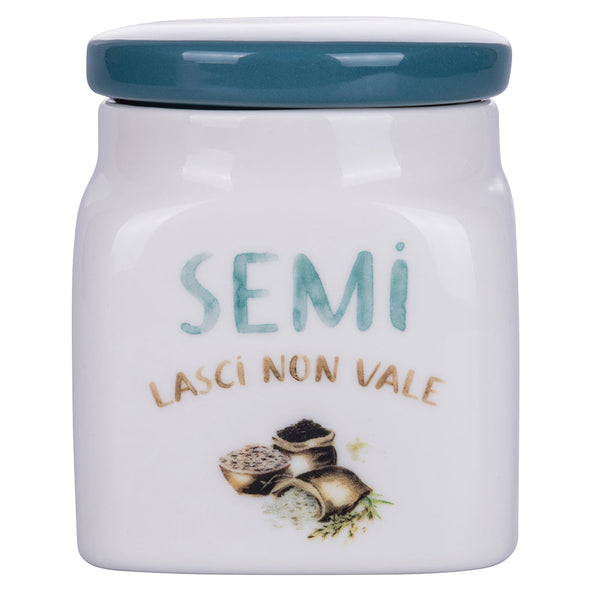 Barattolo Semi 9,5x9,5x12 cm in New Bone China VdE Tivoli 1996 Le Travisate Bianco sconto