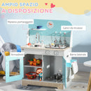 Cucina Giocattolo per Bambini 65x29x81 cm con Luci e Utensili in MDF e PP Azzurra