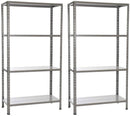 Set 2 Scaffali in Metallo 4 Ripiani 90x40x170 cm  Grigio