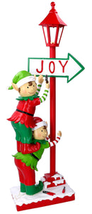 Elfi con Lampione e Segnale Joy 35x28,5xh81 cm in Plastica Rosso