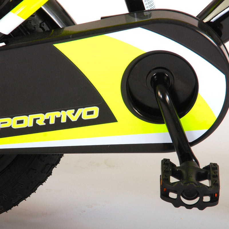 Bicicletta per Bambino 12"" 2 Freni Sportivo Giallo Neon e Nero