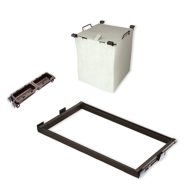 sconto Kit aus Wäschekorb und Tabletts für Möbel mit Emuca Moka-Dämpfungsführungen