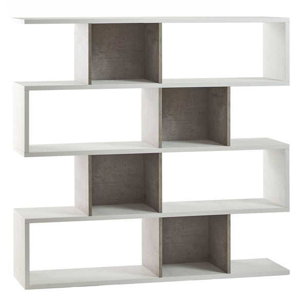 Libreria Modulare 4 Ripiani 150x144x38 cm Ossido Bianco/Cemento acquista