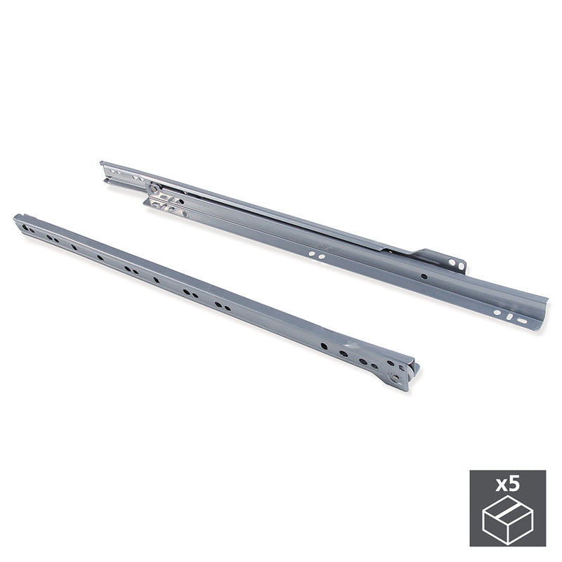 Kit Guide a Rotelle per Cassetti H800 mm a Estrazione Parziale Grigio 10 Pezzi Emuca