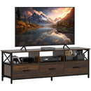 Mobile TV fino 65"" Design Industriale 147x40x50 cm in Legno e Acciaio Marrone e Nero 