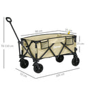 Carrello da Giardino Pieghevole 78L 105x52x70-110 cm in Acciaio Tessuto Oxford e Plastica Cachi