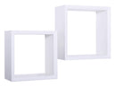 Set 2 Mensole Cubo da Parete Quadrato in Fibra di Legno Ginevra Bianco