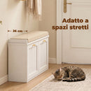 Panca Scarpiera 104x26x47 cm con Cuscino Imbottito 2 Cassetti Ribaltabili per 8-10 Paia di Scarpe in MDF e Tessuto Bianco      