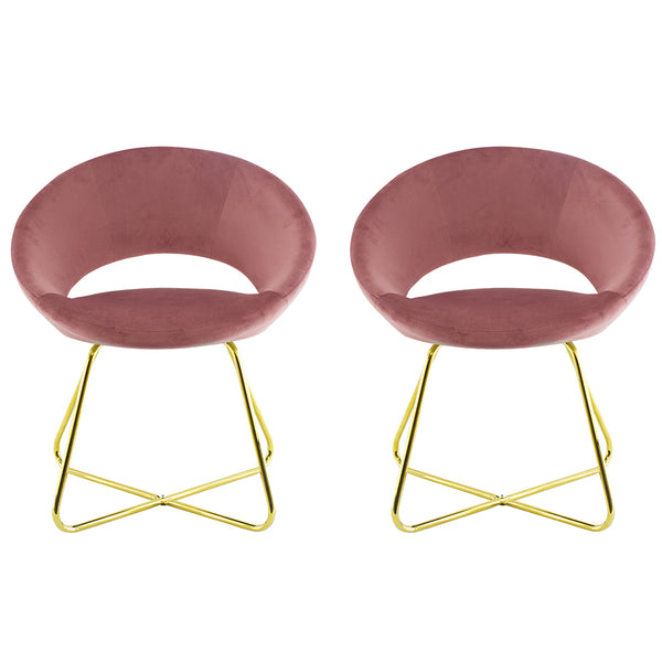 sconto Set mit 2 Vintage-Stühlen 58 x 64 x 83 cm aus Greta-Antikrosa-Stoff mit Samteffekt