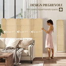 Paravento Divisorio da Interni Pieghevole 240x170 cm a 6 Ante Intrecciato in PP e Legno Beige      