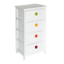 Cassetiera con 4 Cassetti in Legno Paulownia Bianco con Bottoni Colorati Fadi