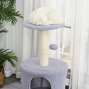 Albero Tiragraffi con Cuccia per Gatti in Legno Sisal 40x40x103 cm  Grigio Chiaro