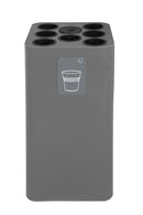 Pattumiera a Bidone da 100 L 38,3x38,3x82,5 cm 7 Scomparti Tubolari e 1 Vaschetta in Acciaio Verniciato Grigio 