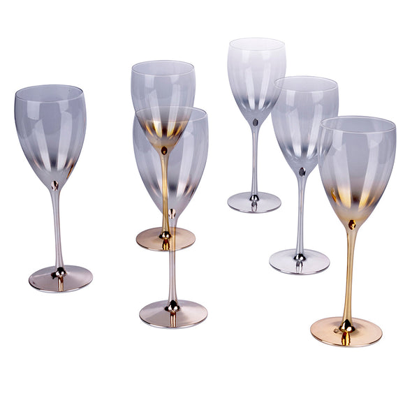 Set mit 6 Gläsern Très Chic aus Glas Villa d'Este Home Tivoli Gold Silver Champagne sconto