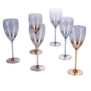 Set 6 Calici Très Chic in Vetro VdE Tivoli 1996 Gold Silver Champagne