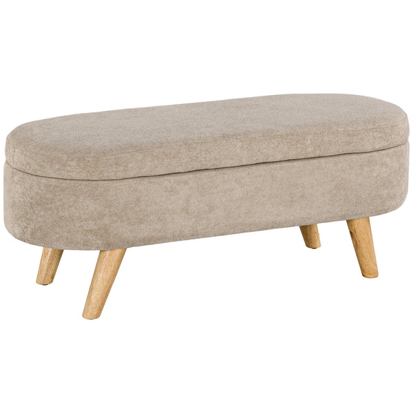 Panca Fondo Letto Imbottita con Vano Contenitore 110x40x43 cm Beige sconto