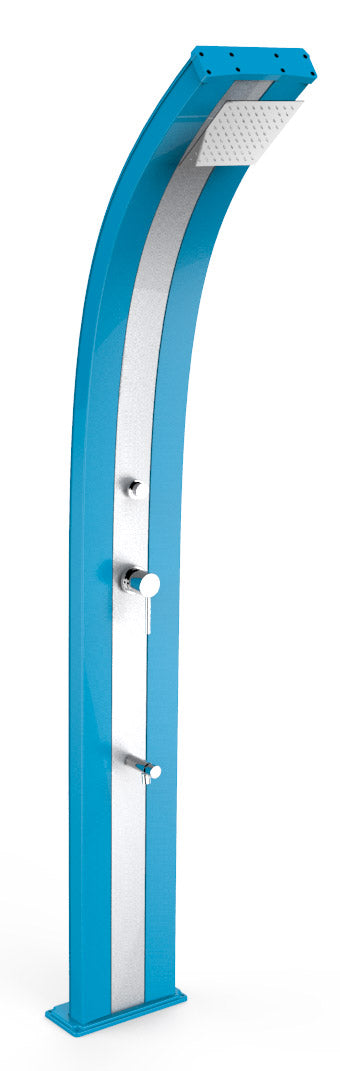 Doccia Solare da Giardino 40L Miscelatore Temporizzato e Lavapiedi Arkema Dada Fascia Inox Light Blu acquista