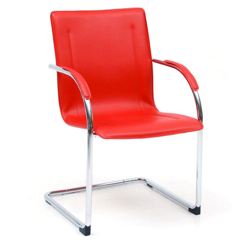 Sedia Poltrona Visitatore da Ufficio in PVC Stand Rosso