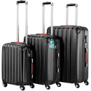 Set 3 Valigie Trolley Rigide da Viaggio Easy Roll Angoli Rinfornzati in ABS Nero  