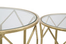 Tavolinetti da Caffé Oro Coppia Ø50x60-45x50 cm in Ferro e Vetro Oro