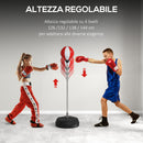 Punching Ball da Terra ad Altezza Regolabile 126-144 cm con Guantoni e Base Riempibile Rosso e Bianco      