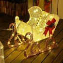 Renna Natalizia con Slitta con 170 LED Decorazione di Natale per Casa e Giardino in PP e Metallo Bianco e Rosso      