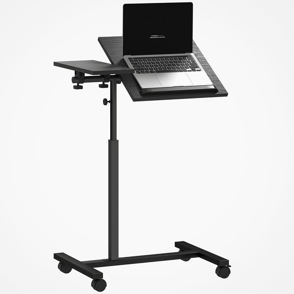 Tavolino da Divano Porta PC a Forma di C 57x40x67,5-101 cm con Piano Inclinabile in Melamina Nero acquista