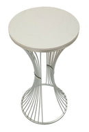 Tavolinetto Funnel Ø40x79 cm in Ferro e Marmo Argento      