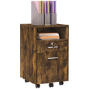Cassettiera da Ufficio Portadocumenti con Serratura 39x40x65 cm in Legno Marrone