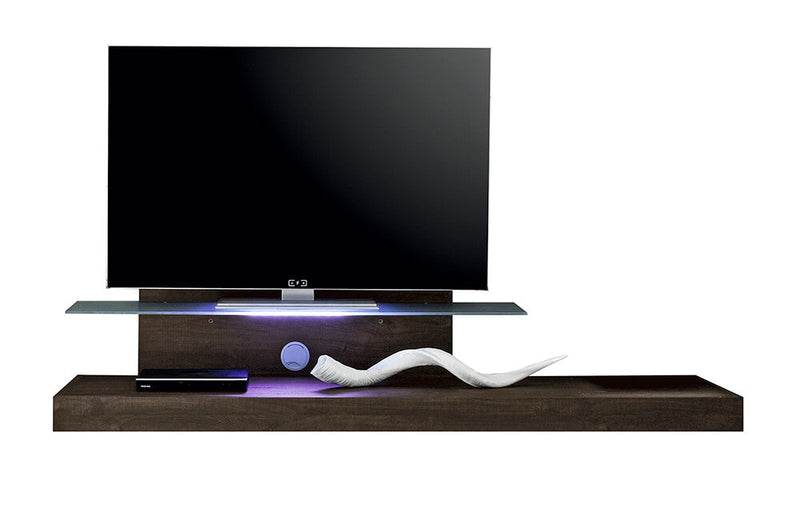 Mobile TV Mensola in Vetro 51x200x51cm TFT  Cube Quercia Wengè