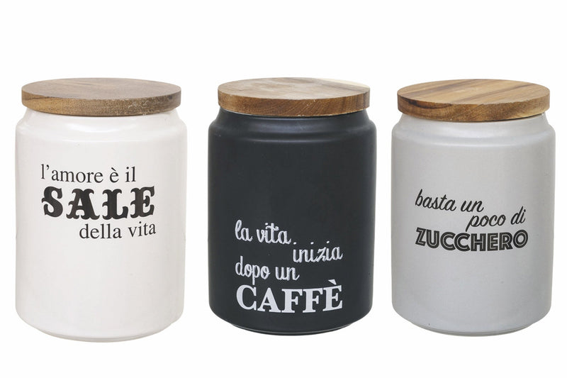 Set 3 Barattoli in Gres con Coperchio in Bamboo VdE Tivoli 1996