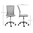 Sedia da Ufficio Ergonomica Senza Braccioli 43x58x90-100 cm in Tessuto a Rete Grigio 