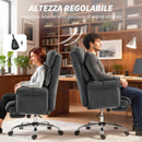 Sedia da Ufficio Girevole Reclinabile a 3 Livelli 80x80x106-114A cm con Doppia Imbottitura Poggiapiedi in Flanella Grigio Scuro      