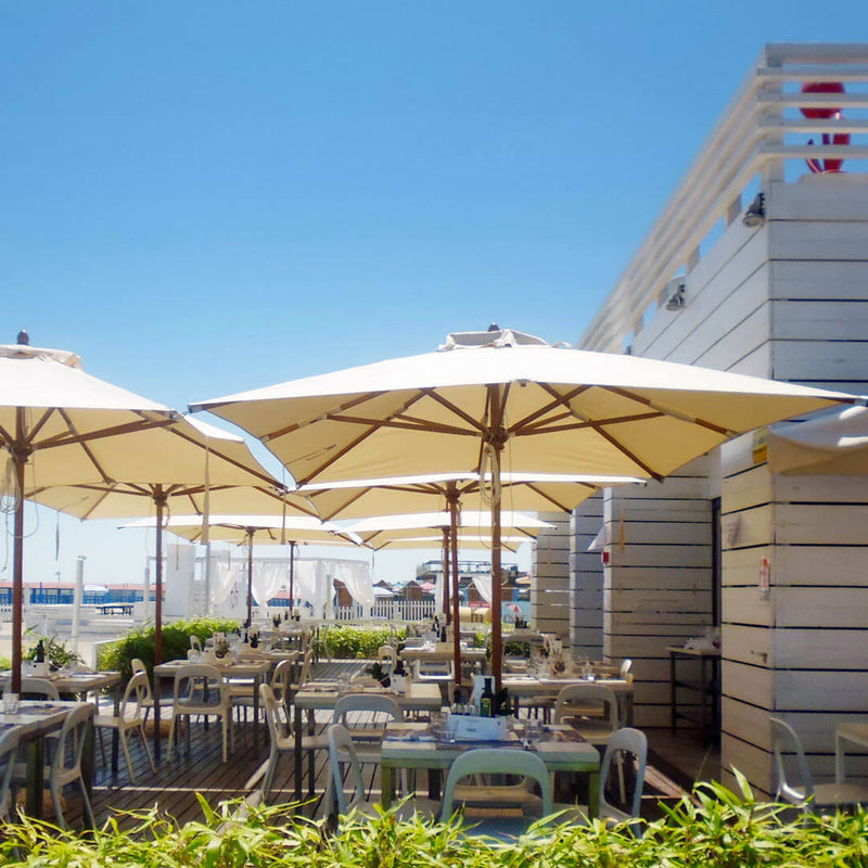 Ombrellone da Giardino 2,2x2,2 m Palo Ø48 mm in Legno Telo in Acrilico Danieli Bangkok Ecrù