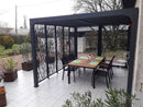 Pergola da Giardino 3,6x3 m in Alluminio con 4 Pannelli Moucharabieh e Doghe Orientabili Grigio Antracite 
