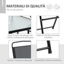 Set Tavolo e 4 Sedie da Giardino Pieghevoli in Metallo e Vetro Temperato Nero