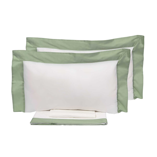 acquista Satz Bettlaken und Kissenbezüge mit Kanten in Satin Garrini Eveline Ivory/Rupia, verschiedene Größen