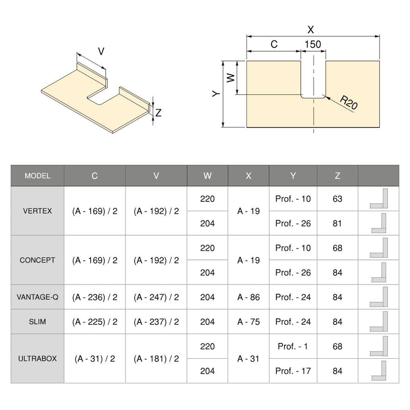 Salva Sifone per Cassetti Del Bagno Rettangolare Plastica Grigio 6 Pezzi Emuca