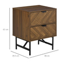Comodino 2 Cassetti 48x39,5x61 cm in Legno Noce