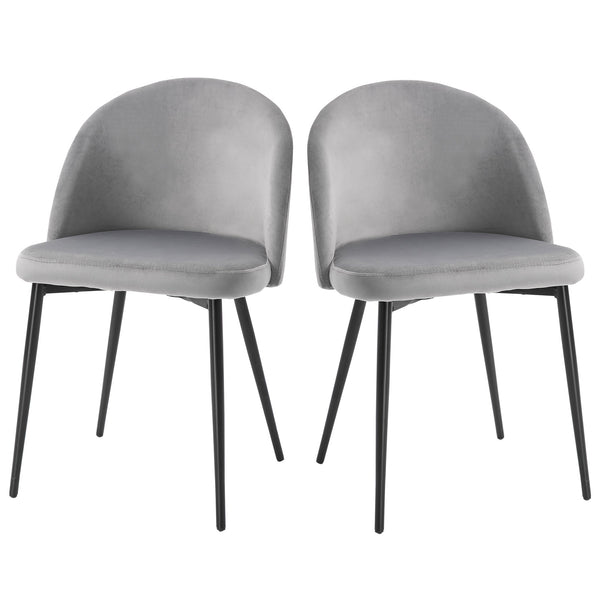 acquista Set 2 Sedie Imbottite 49x50x77 cm in Velluto Grigio