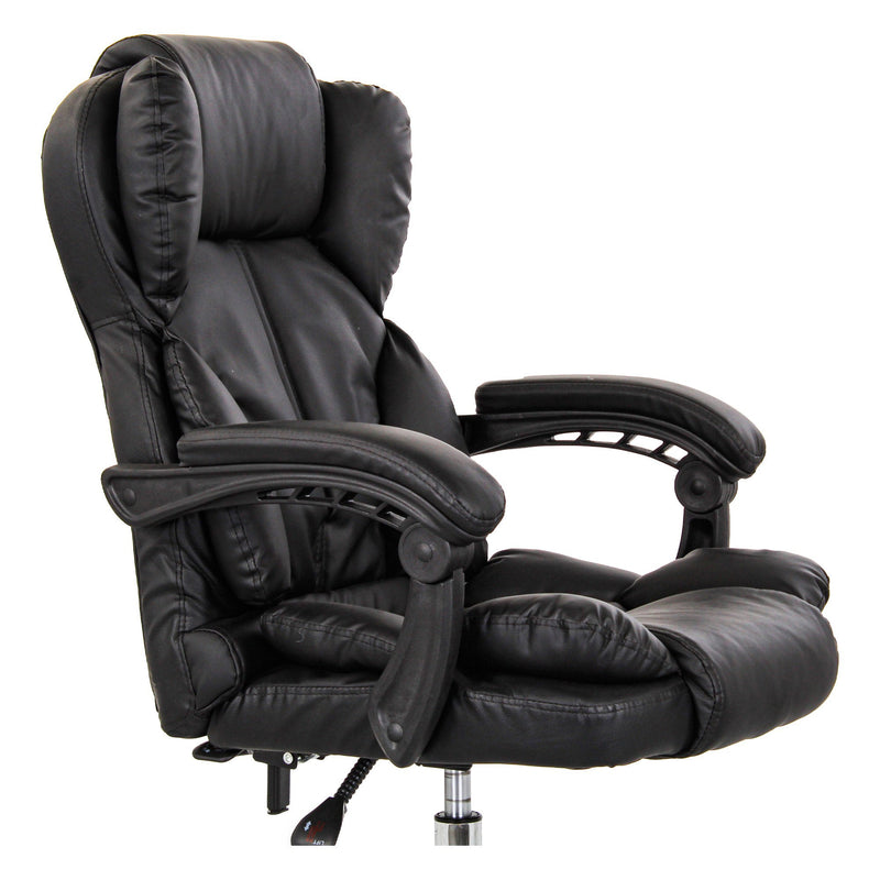 Sedia Direzionale da Ufficio Reclinabile in Similpelle Nera