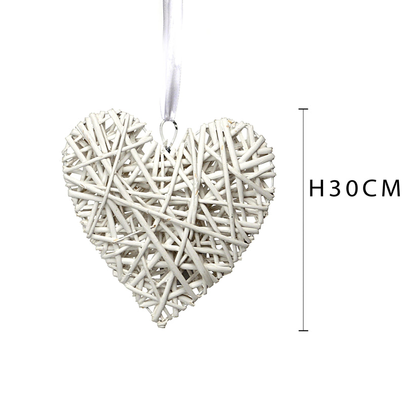 Set 6 Cuori in Rattan da Appendere H 30 cm