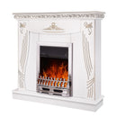Camino Elettrico da Pavimento 103,5x110x30 cm Effetto Fiamma 2000W Napoli & Galileo Silver Bianco