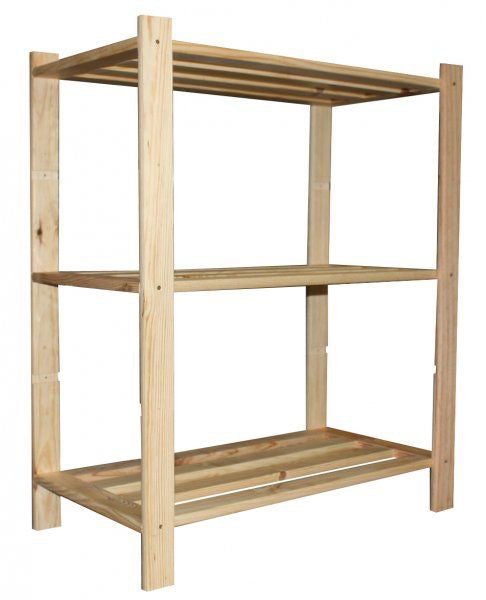 acquista Scaffale 3 ripiani a doghe 70x30x94 cm in Legno di Pino Naturale