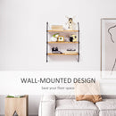 Libreria Moderna Sospesa a Scaletta 51x15x63,5 cm in Legno Naturale e Metallo