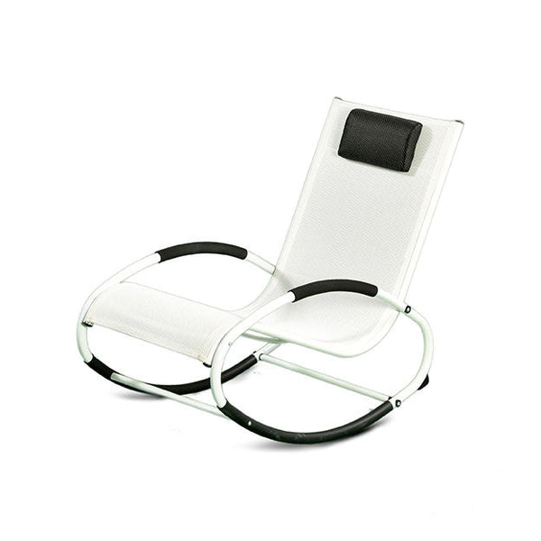sconto Garten-Schaukelsessel aus Textilene mit weißem Taddei-Schaukelkissen