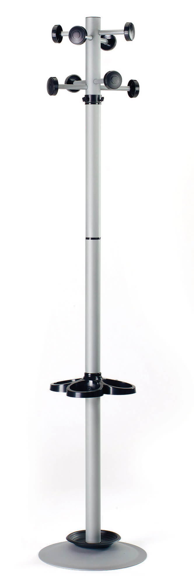 Appendiabiti da Terra Ø36x178 cm con Portaombrelli in Metallo Fumer Bennet Silver e Nero