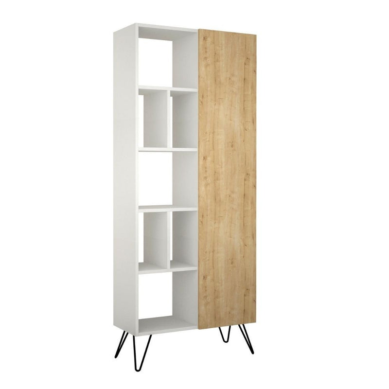 Libreria Jedda 80,6x191 cm bianca con anta rovere 
