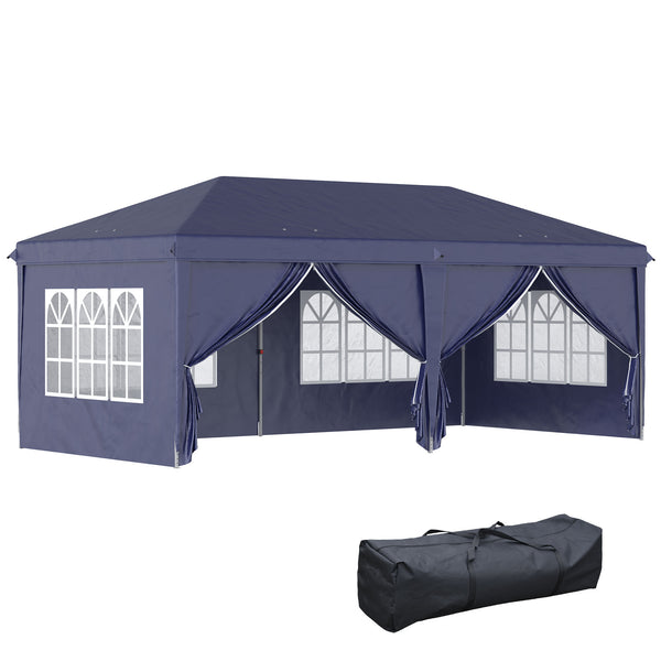prezzo Gazebo Pieghevole da Giardino 5,85x2,95m in Acciaio e Tessuto Oxford Blu